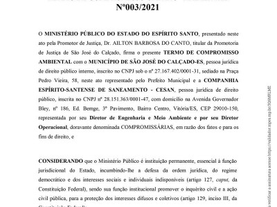 Foto 1 de 13 - TERMO DE COMPROMISSO URBANO –AMBIENTAL Nº003/2021