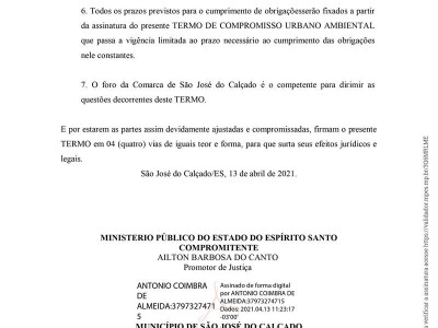 Foto 7 de 13 - TERMO DE COMPROMISSO URBANO –AMBIENTAL Nº003/2021