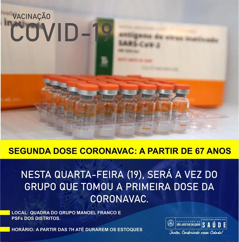 NOVAS DOSES: SÃO JOSÉ DO CALÇADO CONTINUA VACINANDO IDOSOS QUE RECEBERAM A PRIMEIRA DOSE DA CORONAVAC