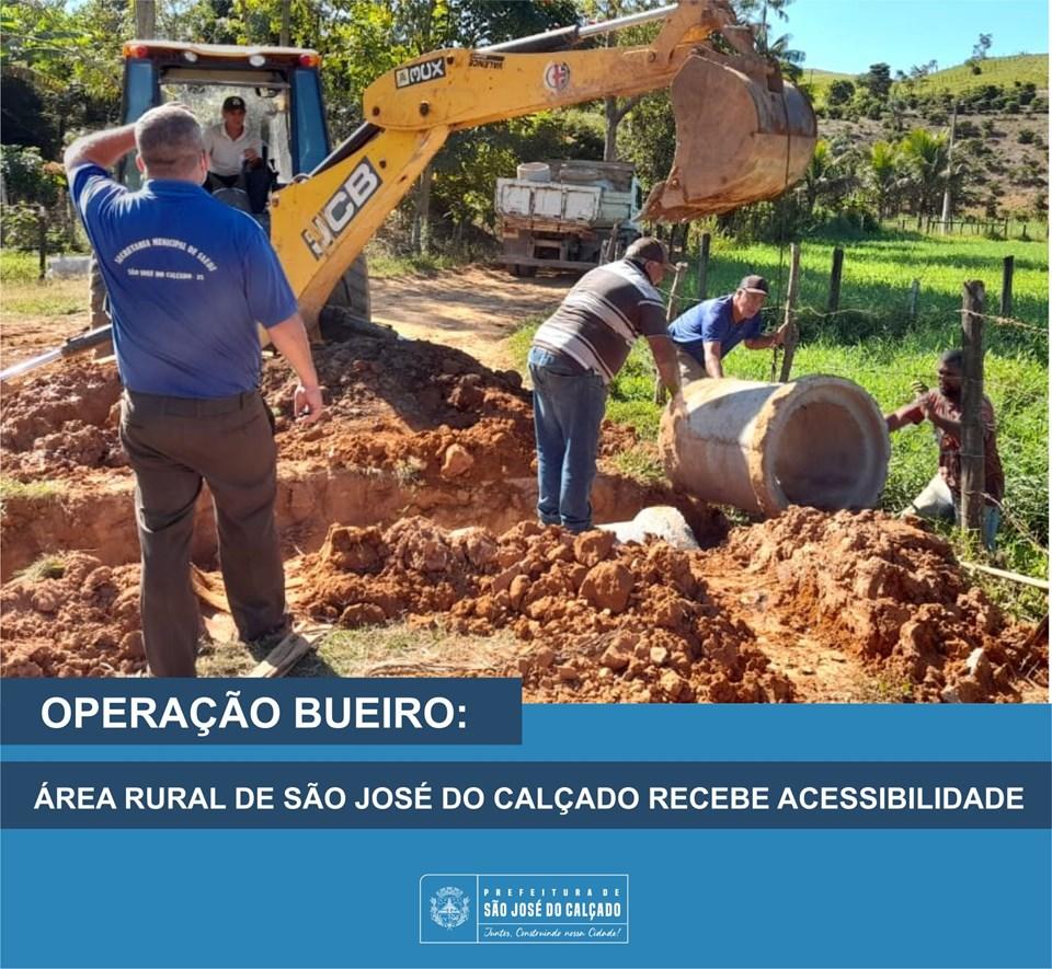 OPERAÇÃO BUEIRO: ÁREA RURAL DE SÃO JOSÉ DO CALÇADO RECEBE ACESSIBILIDADE