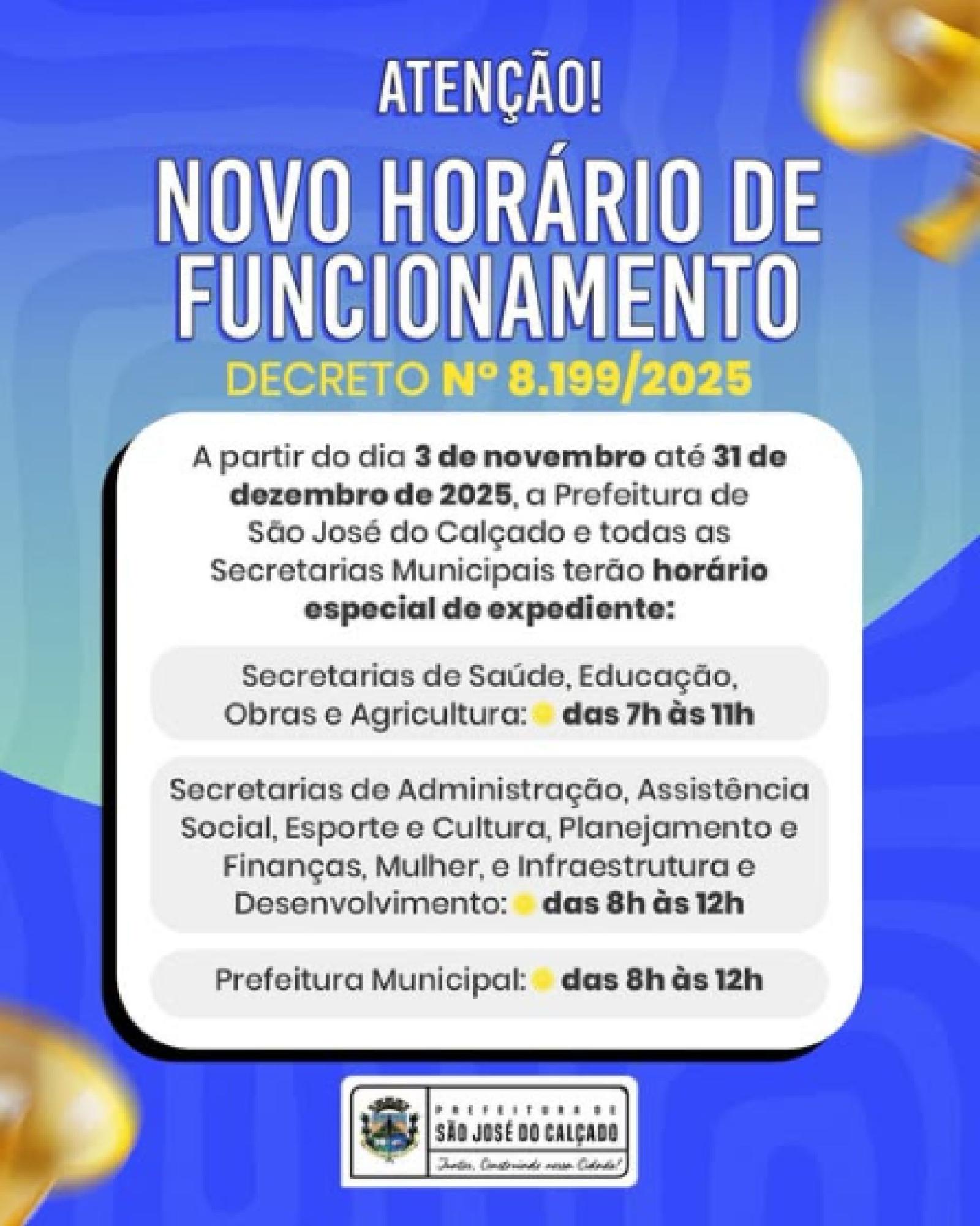 Novo horário de funcionamento! 